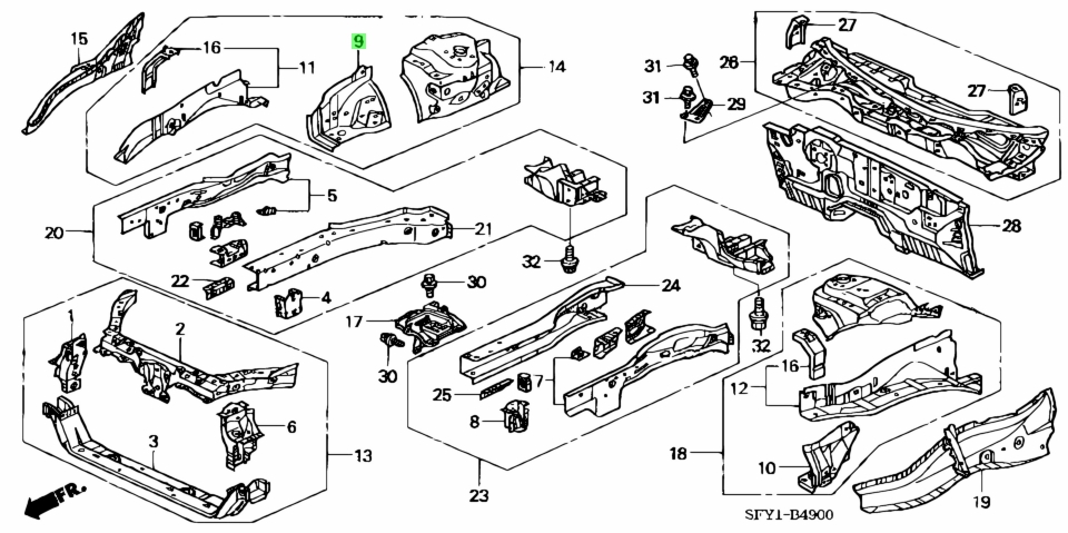 Buy Genuine Honda Sdaa Zz Sda A Zz Wheelhouse Sub Set R