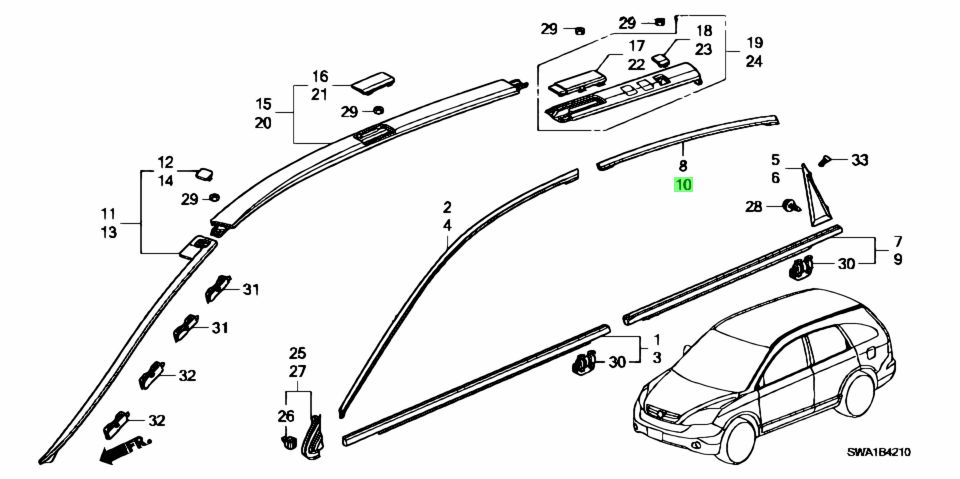 Honda Swaa Swa A Molding L Rr Door Sash