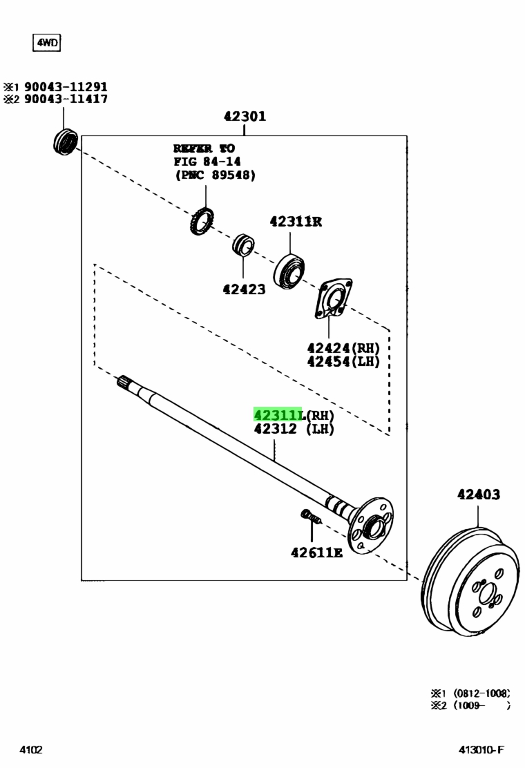 Купить Toyota 42311B1050 42311 B1050 Shaft Rear Axle Rh для Toyota