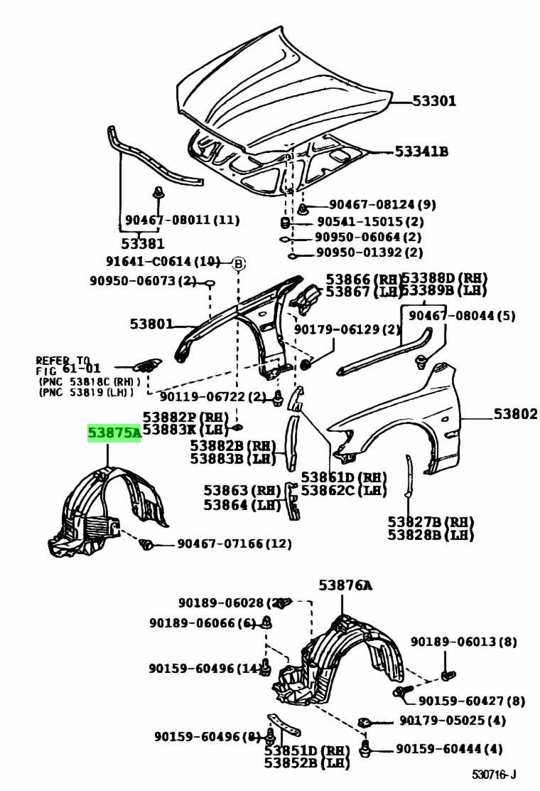 Buy Genuine Toyota Liner Front Fender Rh