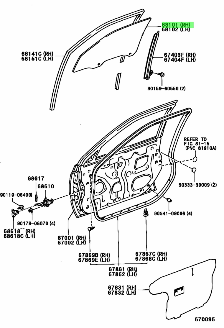 Купить Toyota 6811120780 68111 20780 Glass Sub Assy Front Door Rh