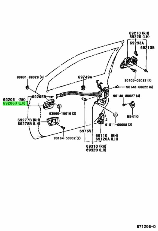 Buy Genuine Toyota B B Handle Sub Assy Front