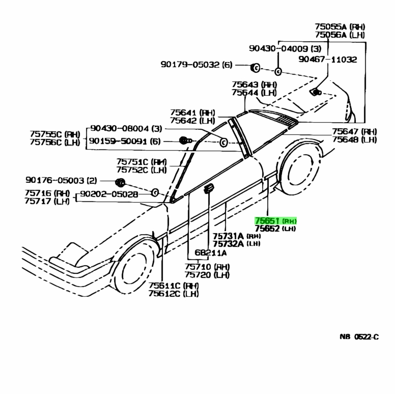 Buy Genuine Toyota Moulding Quarter