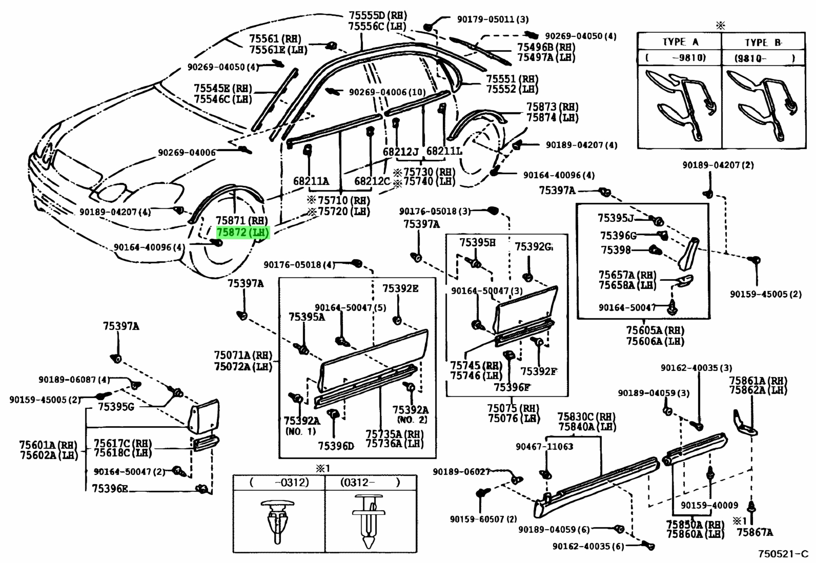 Buy Genuine Toyota Moulding Front Fender