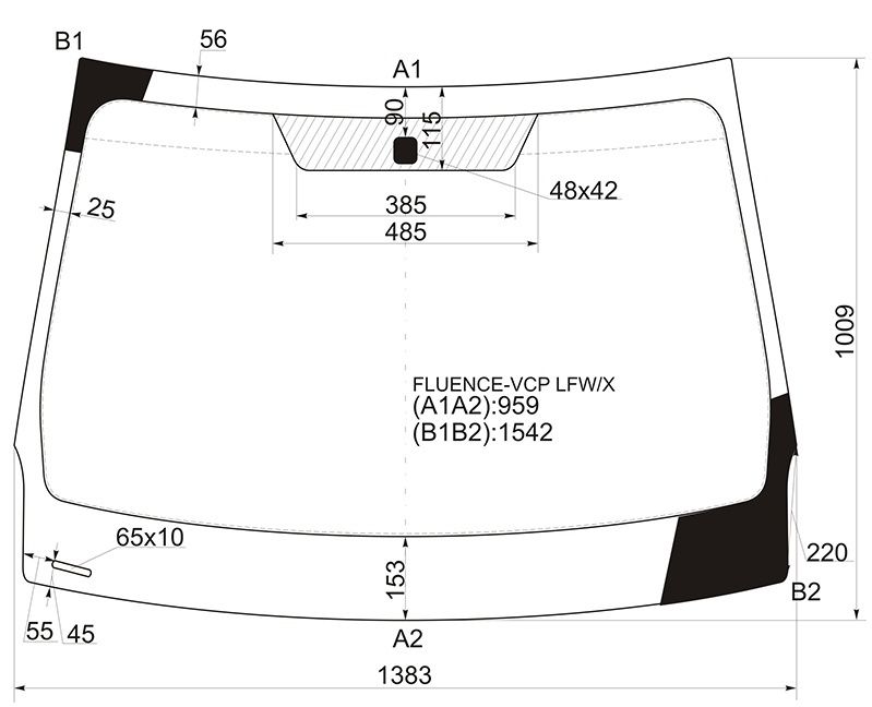 Размер лобового стекла дастер