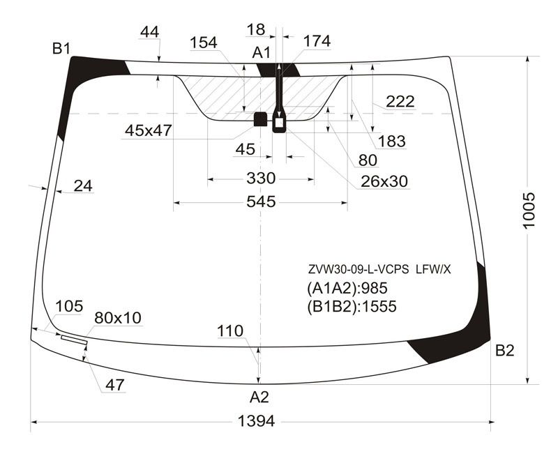 Размер лобового стекла авенсис