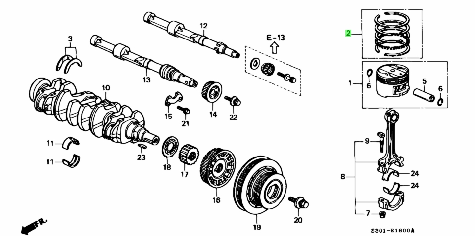 Buy Genuine Honda 13011P13004 (13011-P13-004) Ring Set, Piston (Std ...