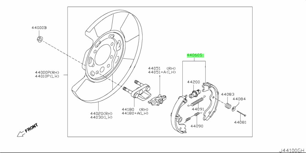 Buy Genuine Nissan 440608J00K (44060-8J00K) Shoe Set, Parking Brake ...