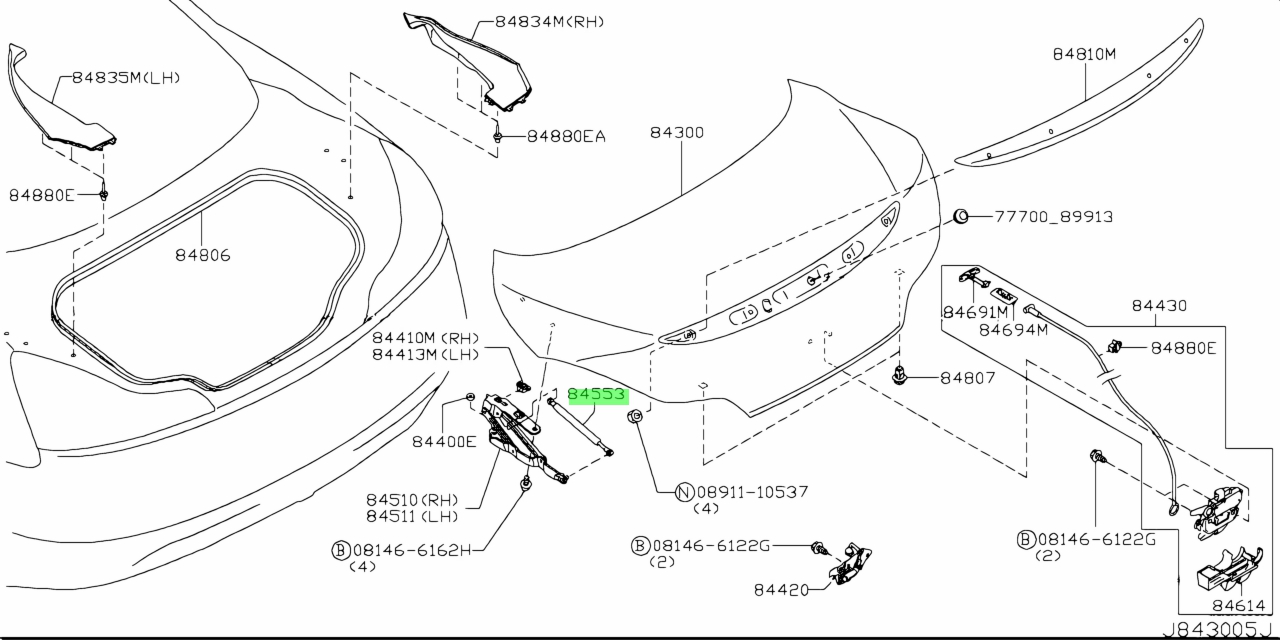 Buy Genuine Nissan 84430JL00B (84430-JL00B) Stay Assembly, Trunk Lid ...