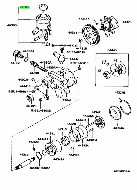 Buy Genuine Toyota 4430522040 (44305-22040) Cap Sub-Assy, Vane Pump Oil ...