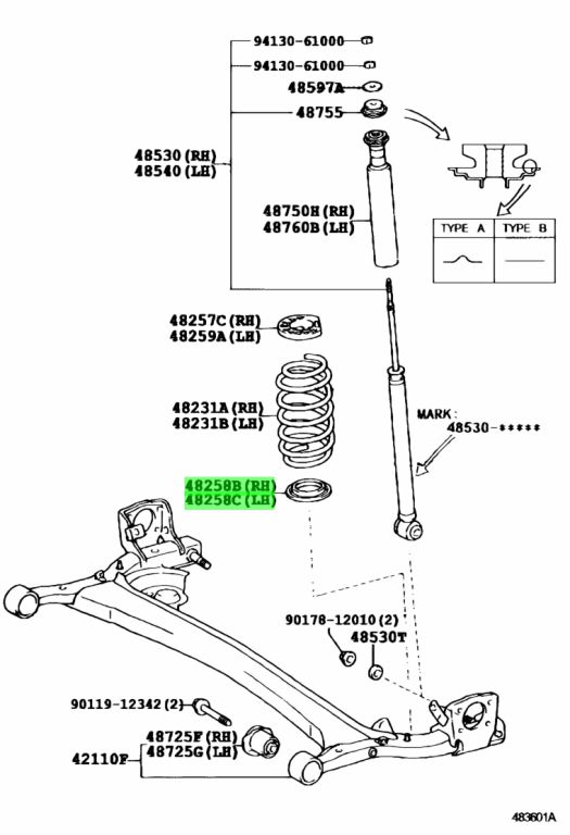 Buy Genuine Toyota 4825852010 (48258-52010) Insulator, Rear Coil Spring ...