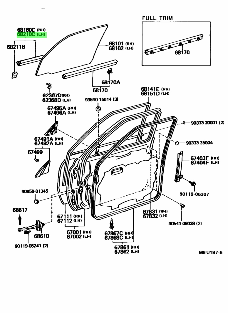 Buy Genuine Toyota 6821060010 (68210-60010) Weatherstrip Assy, Front ...