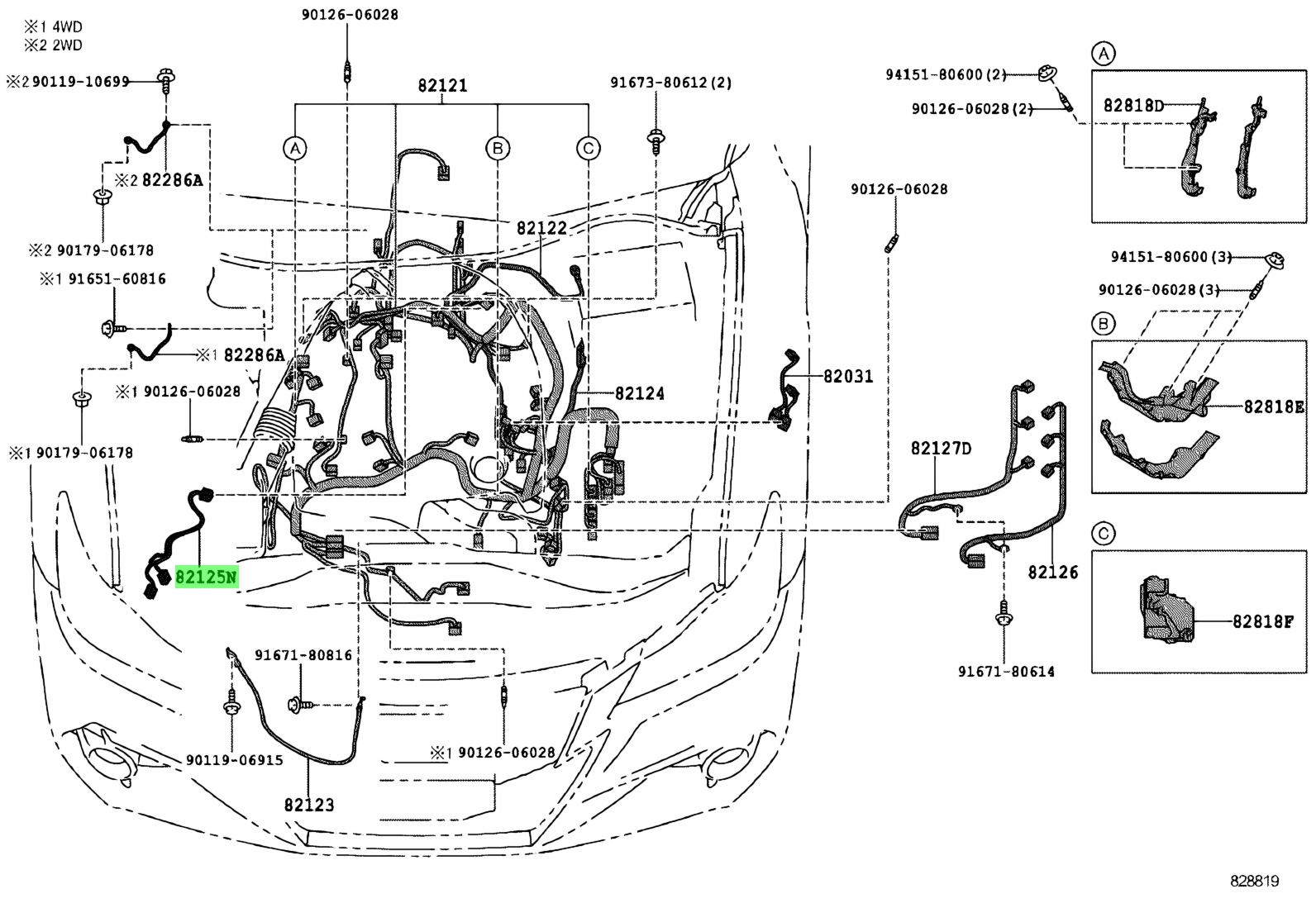 Buy Genuine Toyota 8212530500 (82125-30500) Wire. Prices, fast shipping ...