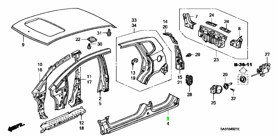 Buy Genuine Honda 04631SAAJ00ZZ (04631-SAA-J00ZZ) Panel, R. Side Sill ...