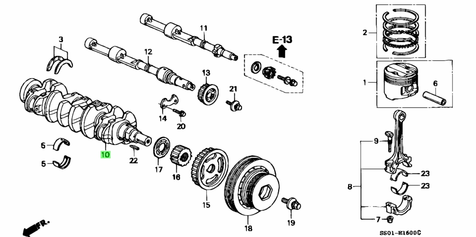 Buy Genuine Honda 13310P13000 (13310-P13-000) Crankshaft Comp. for ...