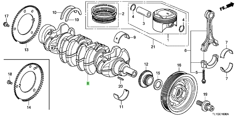 Buy Genuine Honda 13310R6A000 (13310-R6A-000) Crankshaft Comp.. Prices ...