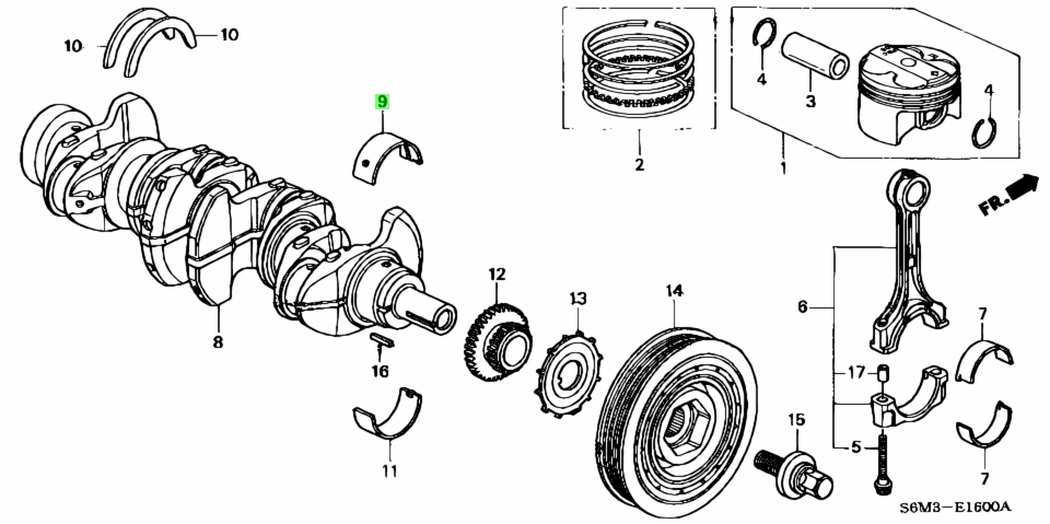 Buy Genuine Honda 13323PNA003 (13323-PNA-003) Bearing C, Main Upper ...