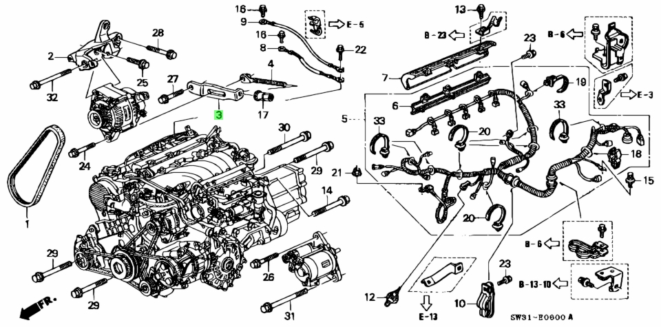 Схема двигателя j25a