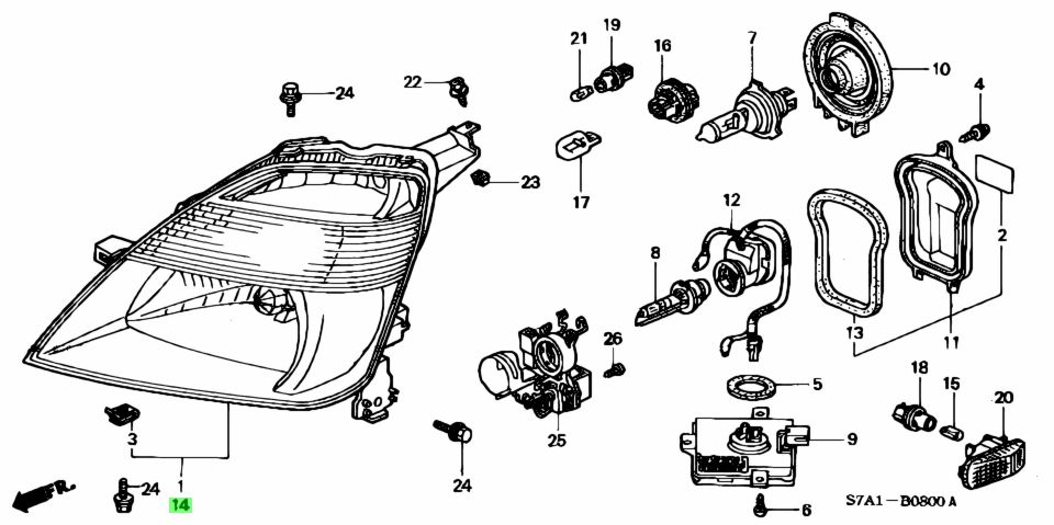 Купить Honda 33151S5BJ01 (33151-S5B-J01) Фара для Honda Civic. Цены, быстрая дос