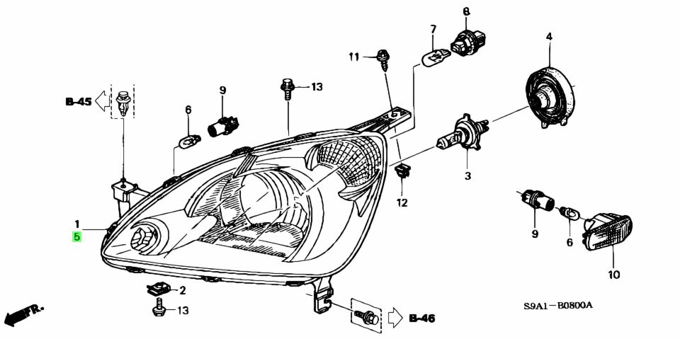 Купить Honda 33101S9AJ01 (33101-S9A-J01) Фара для Honda CR-V. Цены, быстрая дост