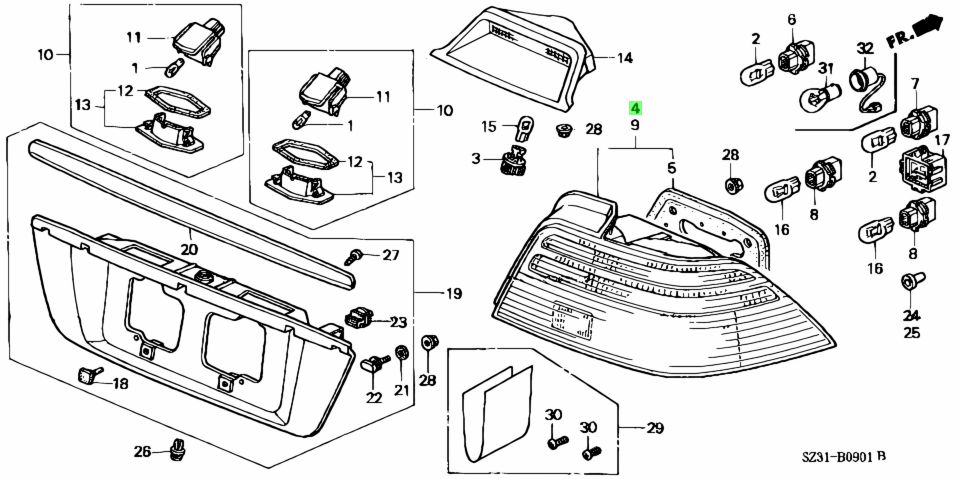 Buy Genuine Honda 33501SZ3J01 (33501-SZ3-J01) Lamp Unit, Rear for Honda ...