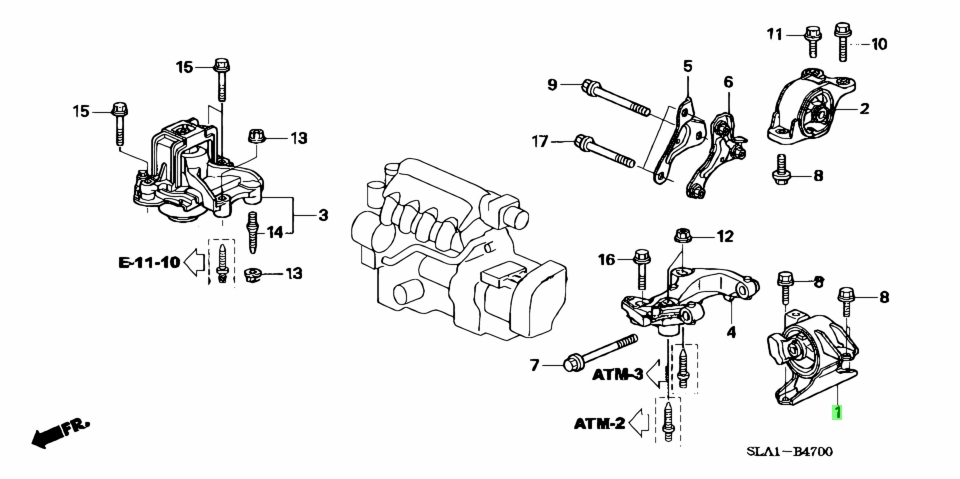 Buy Genuine Honda 50805SLAA81 (50805-SLA-A81) Mounting. Prices, fast ...