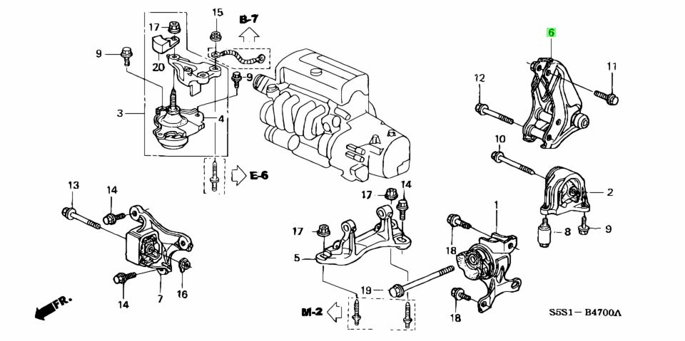 Buy Genuine Honda 50827S6MJ00 (50827-S6M-J00) Bracket, Rr. Engine ...