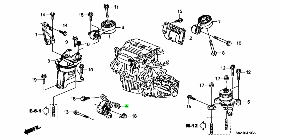 Buy Genuine Honda 50830SVBA01 (50830-SVB-A01) Mounting, Fr. Engine ...