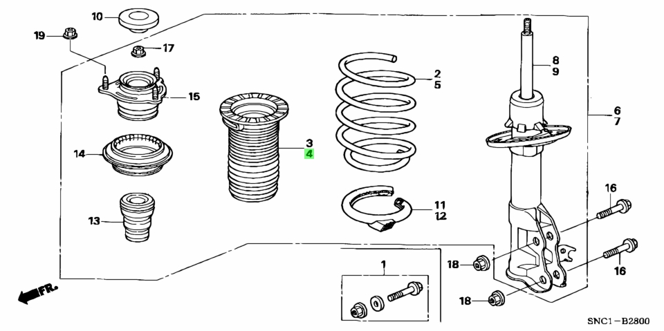 Buy Genuine Honda 51403SNAA02 (51403-SNA-A02) Rubber, L. Fr. Spring ...