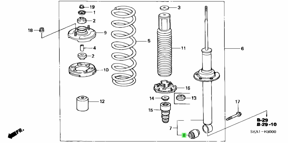 Buy Genuine Honda 52622SEA014 (52622-SEA-014) Bush, Rr. Shock Absorber ...