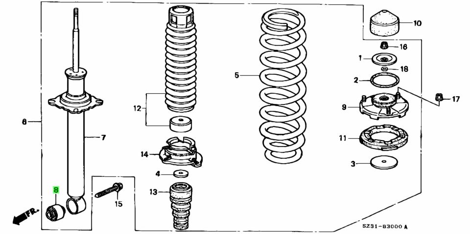 Buy Genuine Honda 52622SZ3004 (52622-SZ3-004) Bush, Rr. Shock Absorber ...