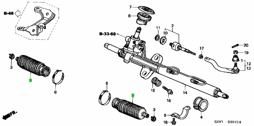 Схема рулевой рейки хонда срв 3