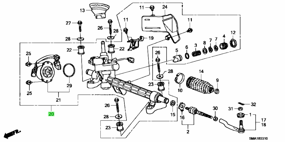 Схема рулевой рейки хонда срв 3