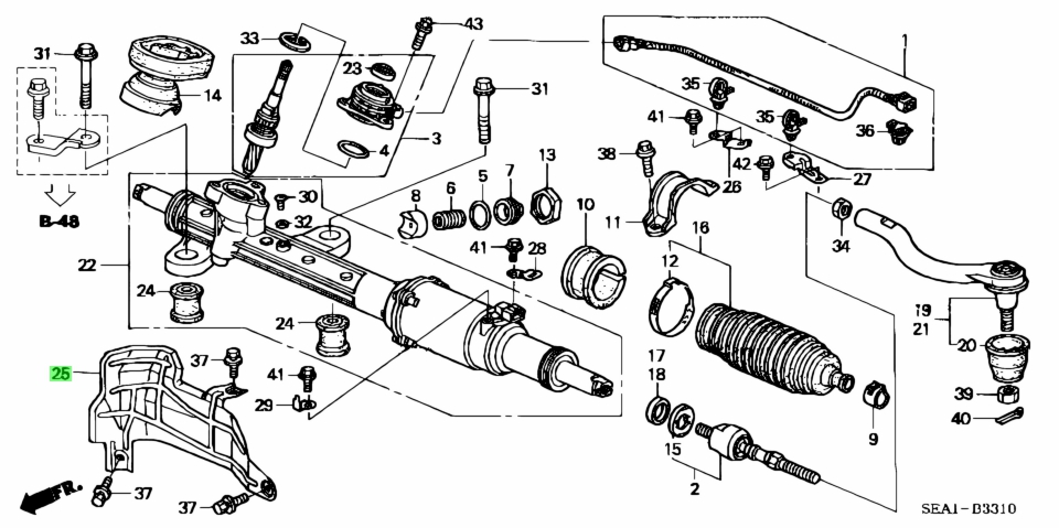 Схема рулевой рейки хонда срв 3