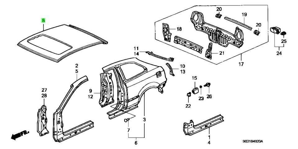 Buy Genuine Honda 62100S03300ZZ (62100-S03-300ZZ) Panel Comp., Roof for ...