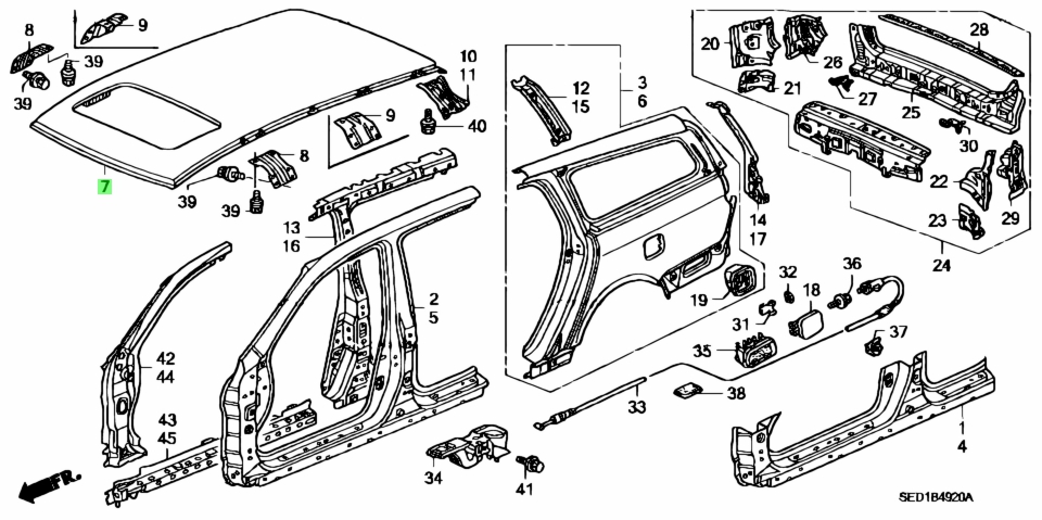 Buy Genuine Honda 62100SED900ZZ (62100-SED-900ZZ) Panel Comp., Roof ...