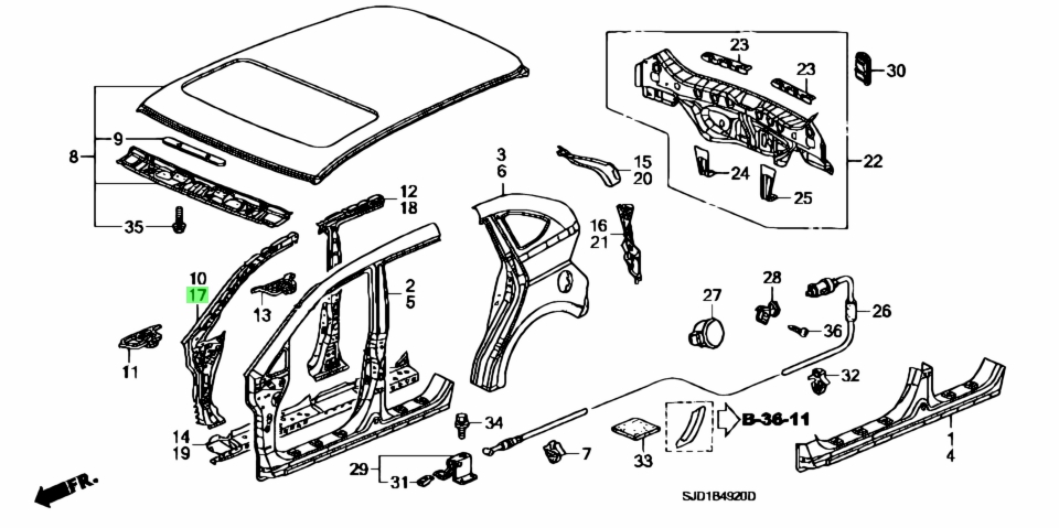 Buy Genuine Honda 63520SJD305ZZ (63520-SJD-305ZZ) Stiffener Comp., L ...