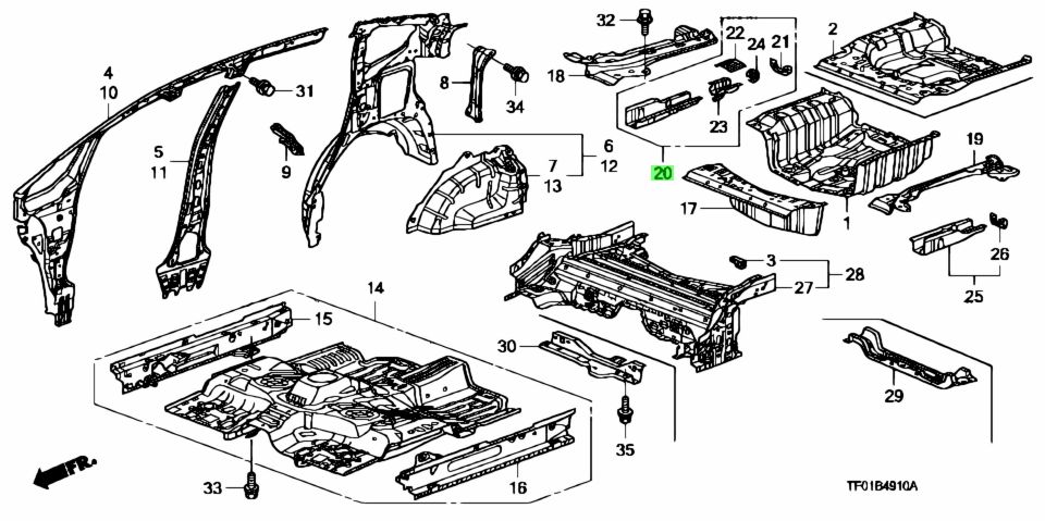 Buy Genuine Honda 65610TF0300ZZ (65610-TF0-300ZZ) Frame Comp., R