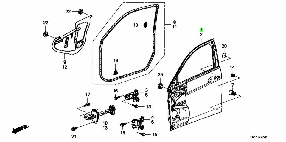 Buy Genuine Honda 67010TB0H00ZZ (67010-TB0-H00ZZ) Panel Comp., R. Fr ...