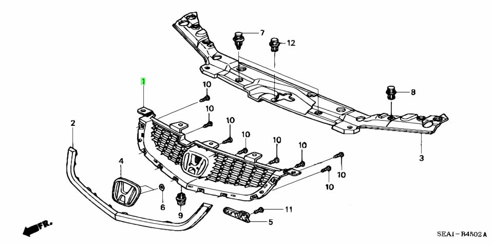 Grille de calandre HONDA CIVIC FK 5 PORTES de 2012 à >> - OEM : 71121