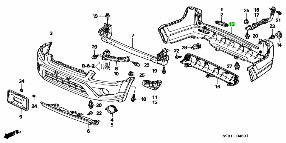 Купить Honda 71101S9A940ZG (71101-S9A-940ZG) Бампер для Honda CR-V. Цены, быстра