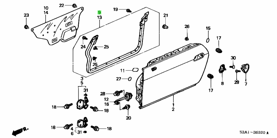 Buy Genuine Honda 72310S2A023 (72310-S2A-023) Weatherstrip, R. Door for ...