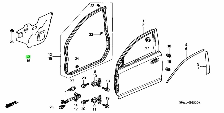 Buy Genuine Honda 72321S6A000 (72321-S6A-000) Seal, R. Fr. Door Hole ...