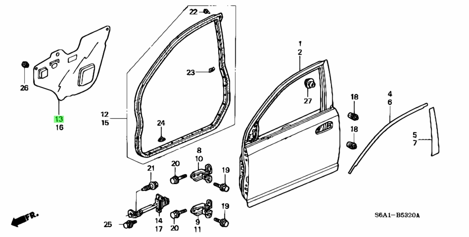 Buy Genuine Honda 72321S6A000 (72321-S6A-000) Seal, R. Fr. Door Hole ...