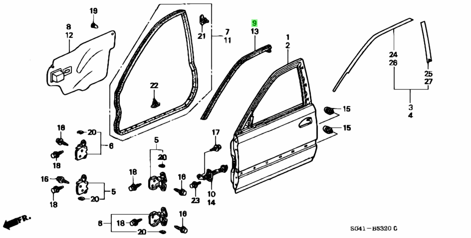 Buy Genuine Honda 72325S04003 (72325-S04-003) Sub Seal, R. Fr. Door ...