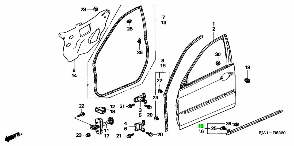 Buy Genuine Honda 72328SJAA01 (72328-SJA-A01) Sub Seal, R. Fr. Door ...