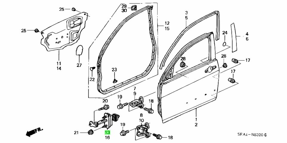 Buy Genuine Honda 72340SEAE02 (72340-SEA-E02) Checker Comp., R. Fr ...