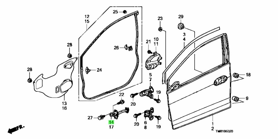 Buy Genuine Honda 72340TM8A01 (72340-TM8-A01) Checker Comp., R. Fr ...