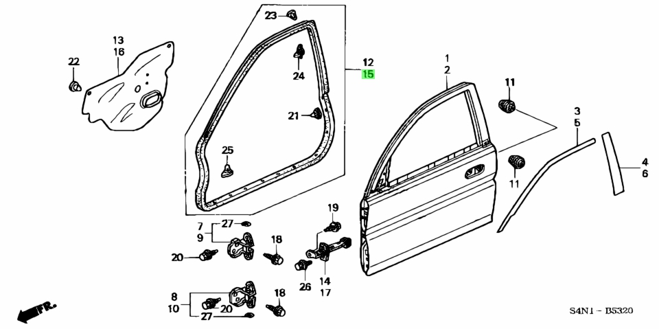 Buy Genuine Honda 72350S4N003 (72350-S4N-003) Weatherstrip, L. Fr. Door ...