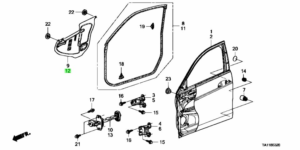 Buy Genuine Honda 72361TA0A01 (72361-TA0-A01) Seal, L. Fr. Door Hole ...